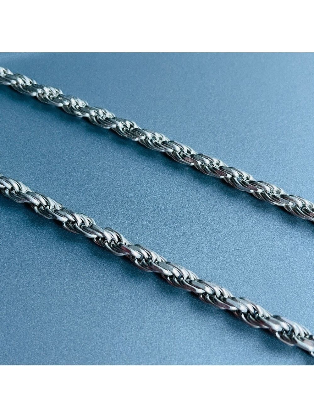 Italian Sterling Silver Wide 4mm Rope Chain 20” Necklace Vintage - Picture 4 of 7